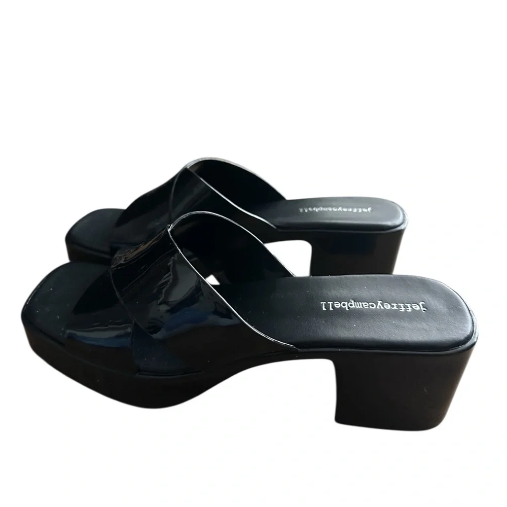 Jeffrey Campbell Black Platform Slides NEW